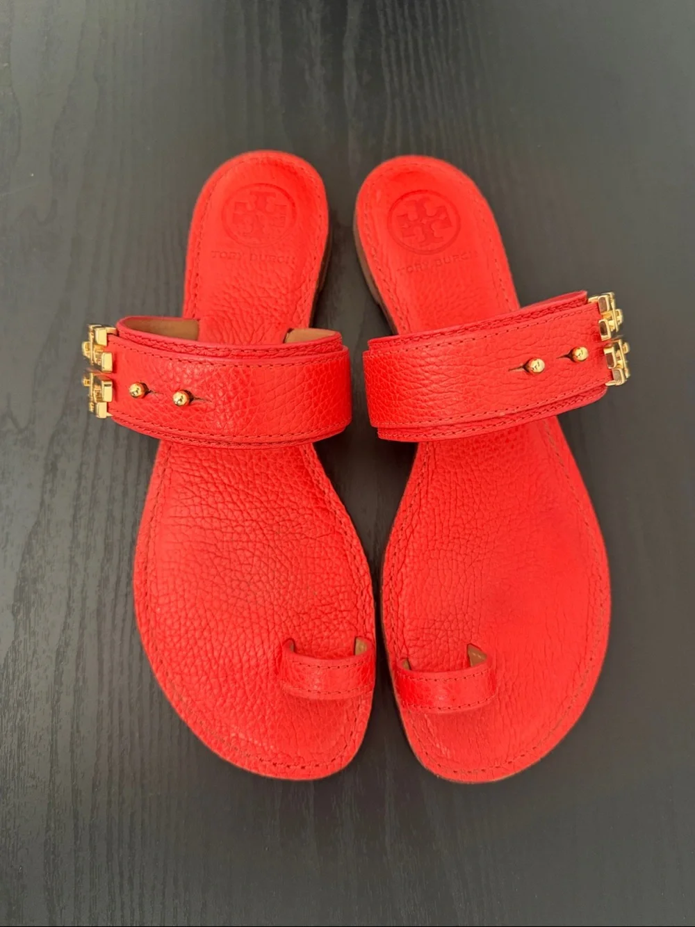 Tory Burch Leather Toe-Ring Slides
